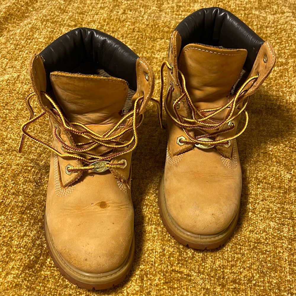 6M Women's Timberland Tan Lace Up Ankle Top Genuine Leather Boot waterproof